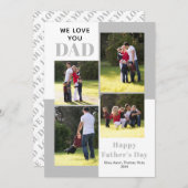 ラブユーパパ4枚の写真グレー父の日カード (正面/裏面)