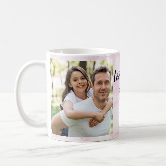 ラブユーパパ |フォトスクリプトとハート(2つ) コーヒーマグカップ (左)
