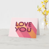 ラブユーピンクイエローレトロストライプ カード (黄色い花)