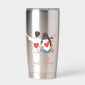 ラブユーピンクハートウォーターボトル 保温保冷タンブラー (正面)