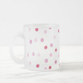 ラブユーピンク水玉模様スイートバレンタインデコールおもしろい フロストグラスマグカップ (左)