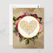 ラブユーファンシーゴールドオルネートハート ポストカード (正面/裏面)