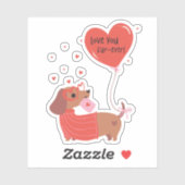 ラブユーファー – 今までにかわいいダッシュンドッグ赤いハート シール (シート)