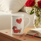 ラブユーファー – 今までにかわいいダッシュンドッグ赤いハート ボーンチャイナマグカップ