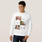 ラブユーフォーエカスタムバー3人の写真と名前のカップル スウェットシャツ (正面フル)