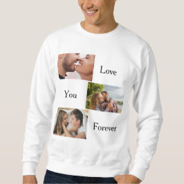ラブユーフォーエカスタムバー3人の写真と名前のカップル スウェットシャツ