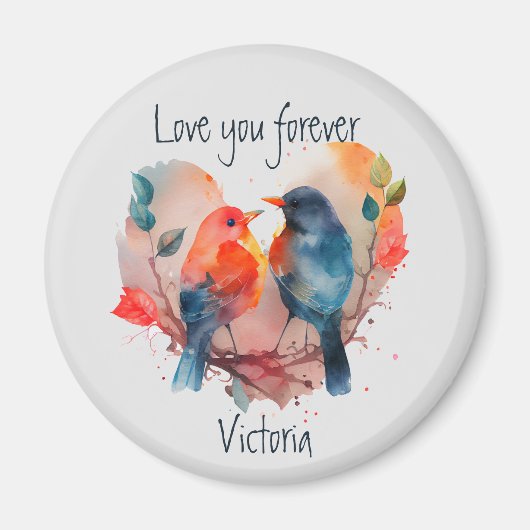 ラブユーフォーエバーバード名前をカスタムする日付 マグネット (正面)