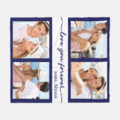 ラブユーフォーエバー4フォトブルーフリースブランケット フリースブランケット (正面(横))