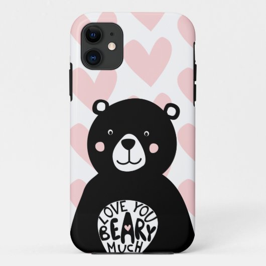 ラブユーベアリーカワイイくまガーリーピンクハート Case-Mate iPhoneケース (裏面)