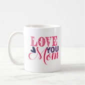 ラブユーママタイポグラフィとブラックハートコーヒーマグ コーヒーマグカップ (左)