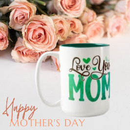 ラブユーママタイポグラフィマザーズデイマグ ツートーンマグカップ