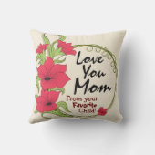 ラブユーママフローラパーソナライズされた装飾用クッション クッション (裏面)