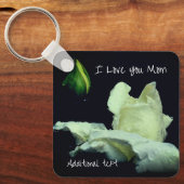 ラブユーマママホワイトローズブパーソナライズされたド キーホルダー (正面)