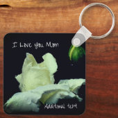 ラブユーマママホワイトローズブパーソナライズされたド キーホルダー (裏面)