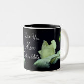 ラブユーマママホワイトローズブパーソナライズされたド ツートーンマグカップ (正面右)