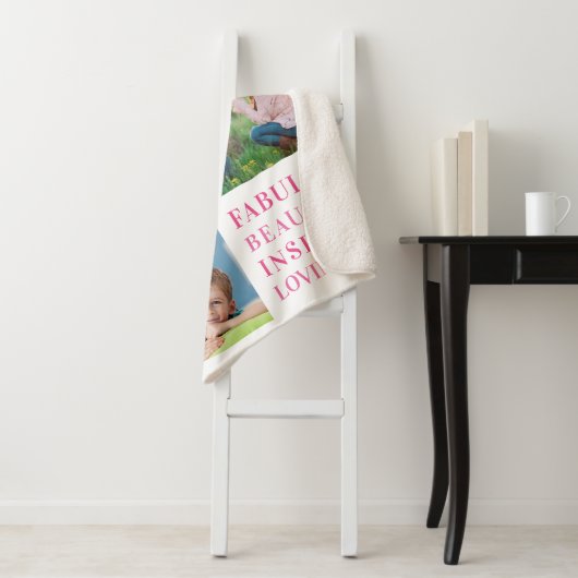 ラブユーママ家族フォトコラージュタイポグラフィ シェルパブランケット (インサイチュ)