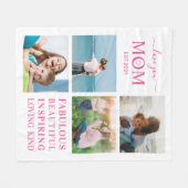 ラブユーママ家族フォトコラージュタイポグラフィ フリースブランケット (正面(横))