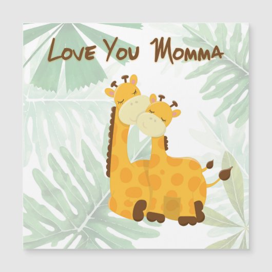 ラブユーママ2つのギラフェマザーズデイマグネット (正面)