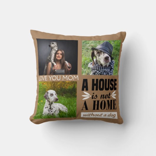 ラブユームマブラックカスタム引用文コラージュ&ドッグCush クッション (正面)