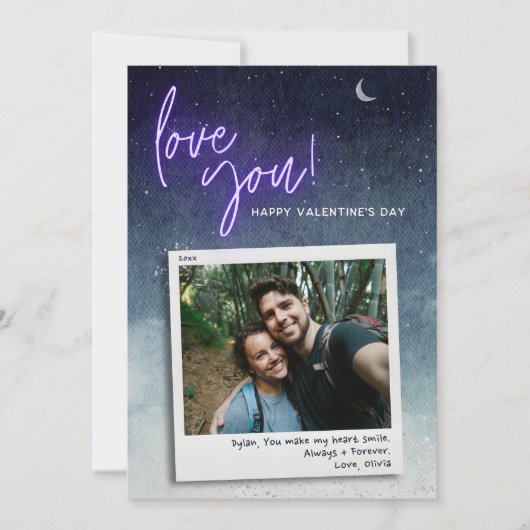 ラブユームーンスターカスタムズ写真バレンタインデー カード (正面)