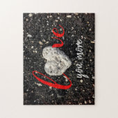 ラブユーモアハワイビーチコーラルハートロックフォト ジグソーパズル (縦)