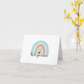 ラブユーモアレインボーハートブルーピーチ カード (黄色い花)