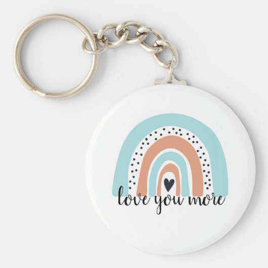 ラブユーモアレインボーハートブルーピーチ キーホルダー (正面)