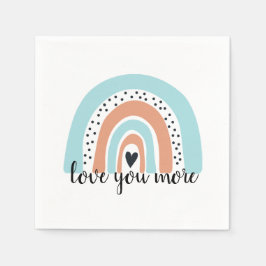 ラブユーモアレインボーハートブルーピーチ スタンダードカクテルナプキン