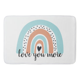 ラブユーモアレインボーハートブルーピーチ バスマット