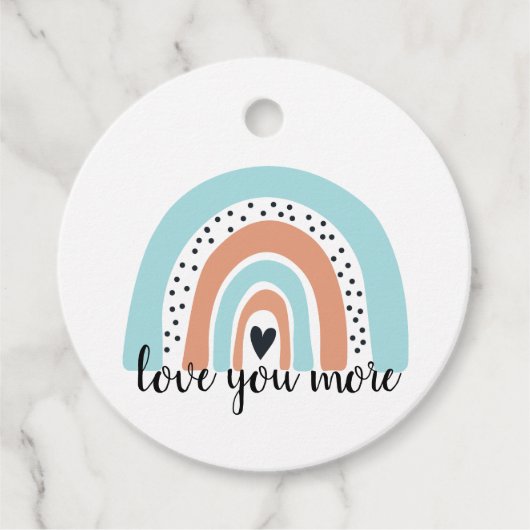 ラブユーモアレインボーハートブルーピーチ フェイバータグ (正面)