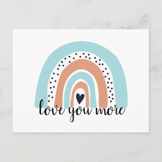 ラブユーモアレインボーハートブルーピーチ ポストカード (正面)