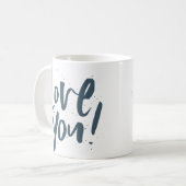 ラブユーモダン石板ブルー コーヒーマグカップ (正面左)