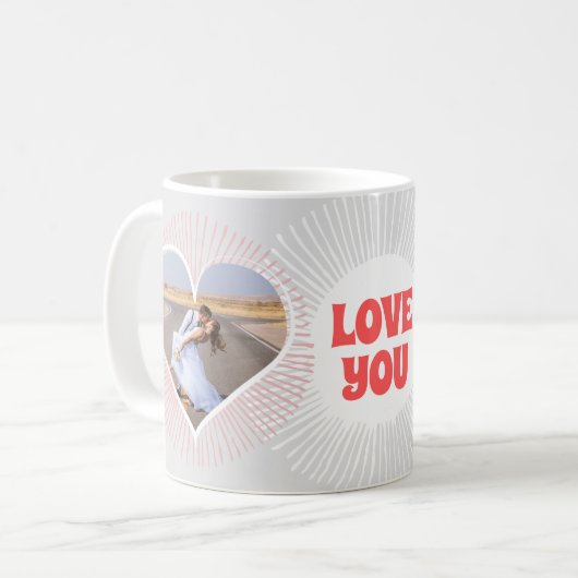 ラブユーラジングハート結婚ズタイポグラフィ コーヒーマグカップ (正面左)