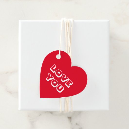 ラブユーレッドホワイトモダンはっきりしたタイポグラフィハート フェイバータグ (インサイチュ)