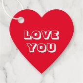 ラブユーレッドホワイトモダンはっきりしたタイポグラフィハート フェイバータグ (正面)