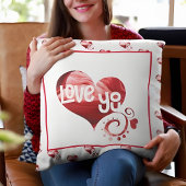 ラブユーレッドマーブルハートバレンタイン装飾用クッション クッション