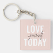 ラブユー前向きズトゥデイパステルピンク引用文 キーホルダー (正面)