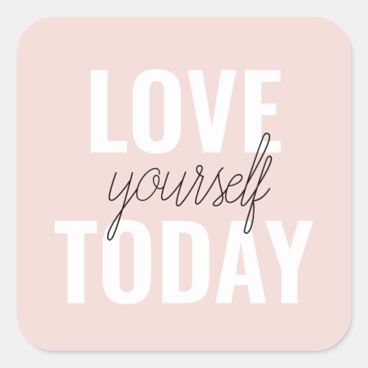 ラブユー前向きズトゥデイパステルピンク引用文 スクエアシール (正面)