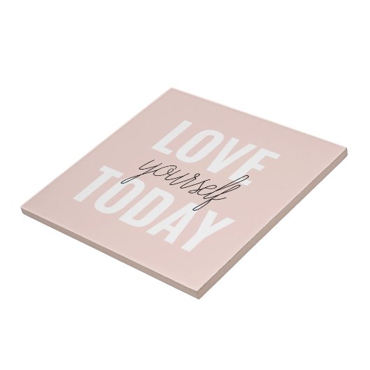 ラブユー前向きズトゥデイパステルピンク引用文 タイル (側面)