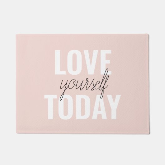 ラブユー前向きズトゥデイパステルピンク引用文 ドアマット (正面)