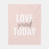 ラブユー前向きズトゥデイパステルピンク引用文 フリースブランケット (正面)