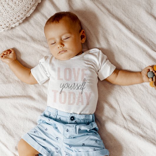 ラブユー前向きズトゥデイパステルピンク引用文 ベビーボディスーツ