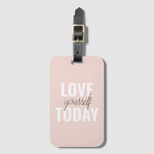 ラブユー前向きズトゥデイパステルピンク引用文 ラゲッジタグ (正面縦)