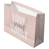 ラブユー前向きズトゥデイパステルピンク引用文 ラージペーパーバッグ (正面アングル)