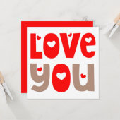 ラブユー引用文ハッピーヴァレンティーンズデイレッドホワイト カード (正面/裏面インサイチュ)