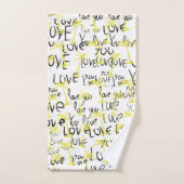 ラブユー文字アートパームズサマー バスタオルセット (ハンドタオル)