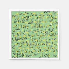 ラブユー文字アート スタンダードカクテルナプキン