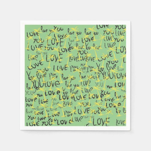 ラブユー文字アート スタンダードカクテルナプキン (正面)