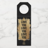 ラブユー文字ゴールドフォイルオンブラック ボトルネックタグ (正面)