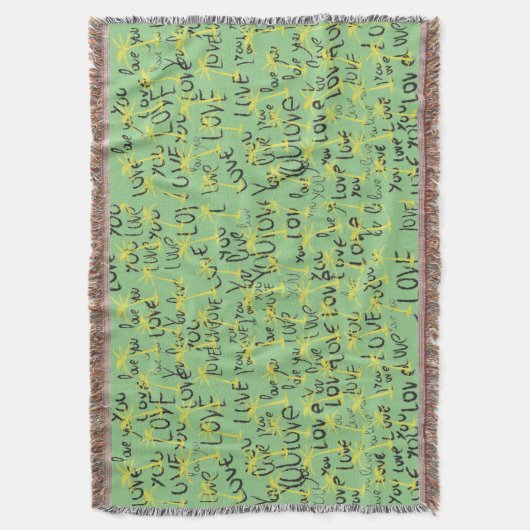 ラブユー文字パターンクリエイティブタイポグラフィ スローブランケット (正面縦)
